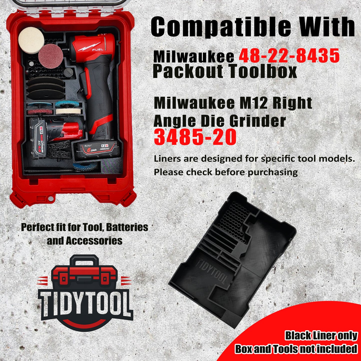 M12 Right Angle Die Grinder Orangizer Insert Tray For Milwaukee Compact Packout