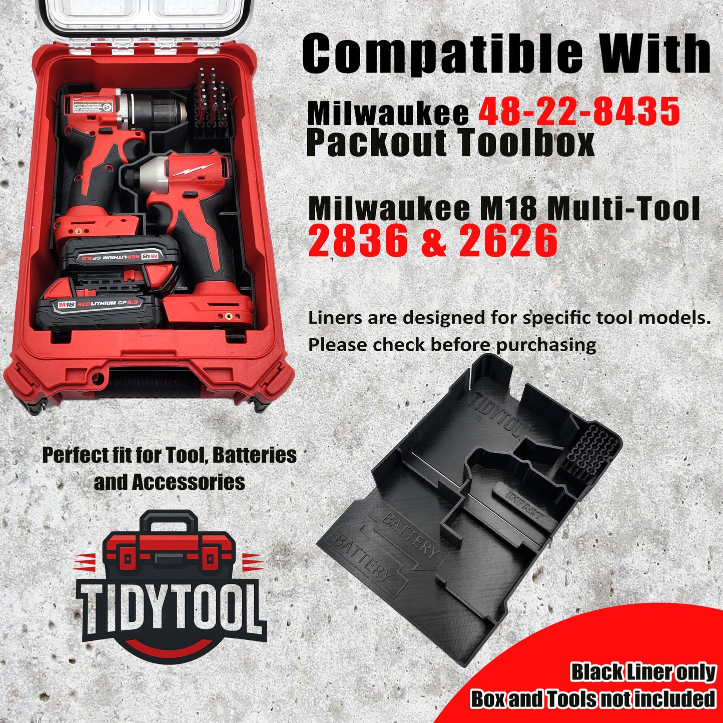 M18 Drill Driver Organizer for Milwaukee Compact Packout