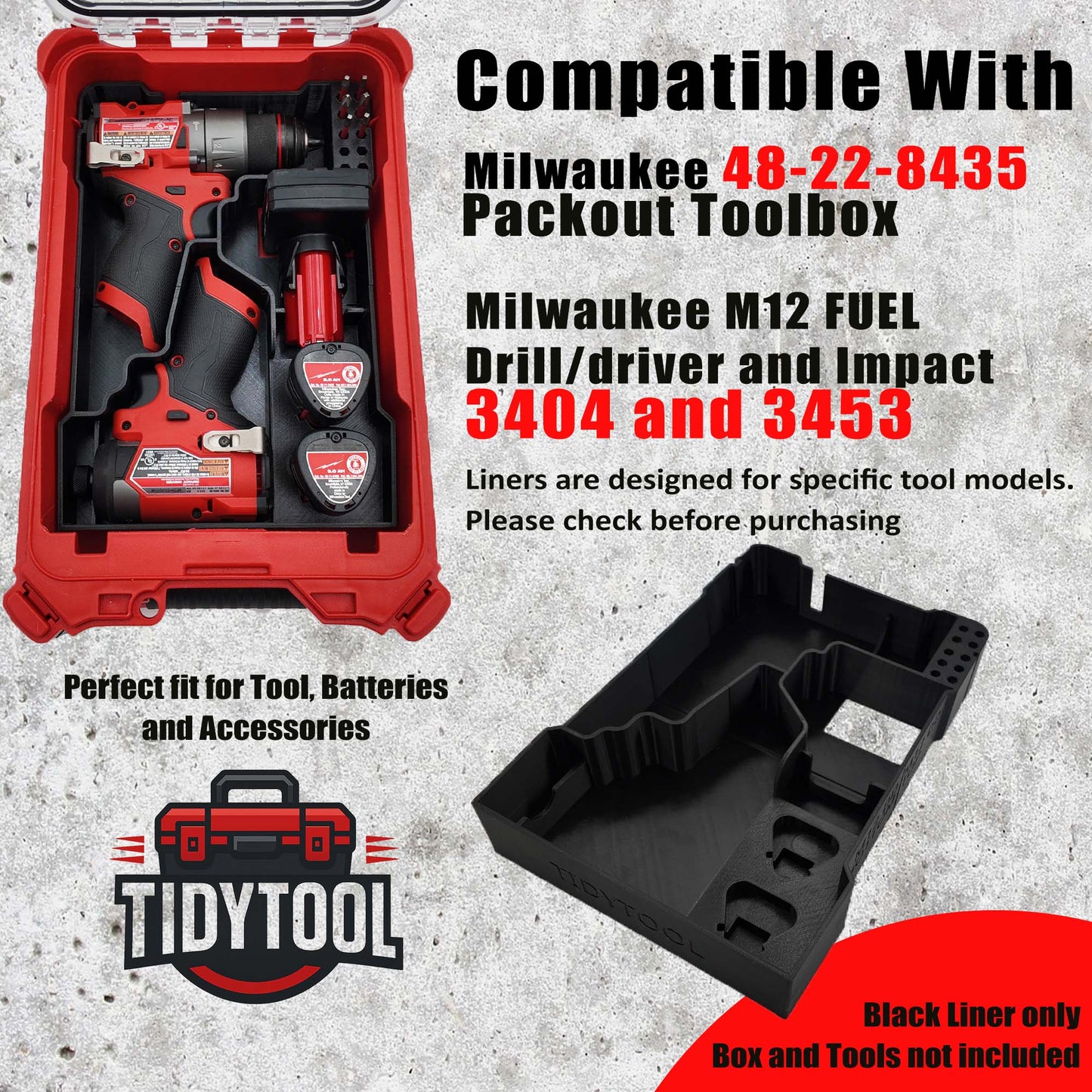 M12 Fuel Drill Driver Organizer For Milwaukee Compact Packout