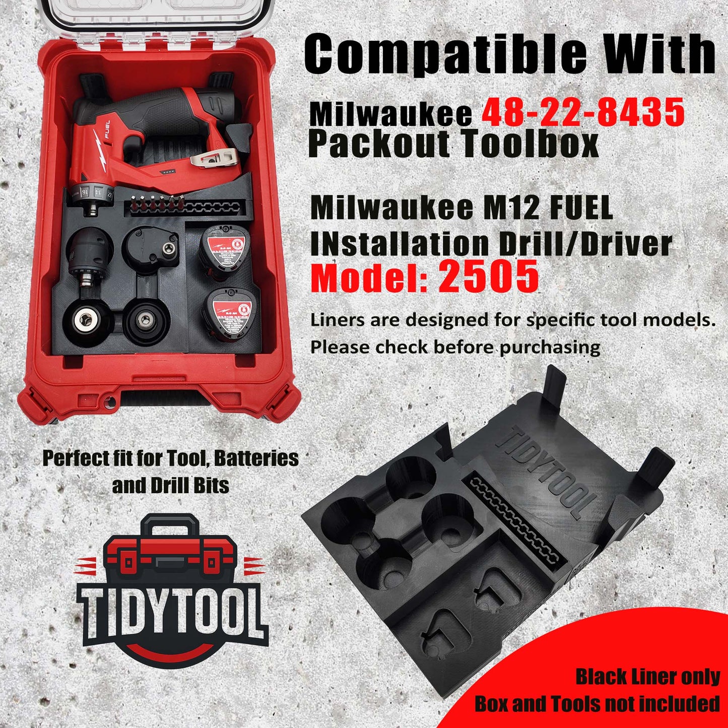 M12 Fuel Installation Drill Organizer for Milwaukee Compact Packout