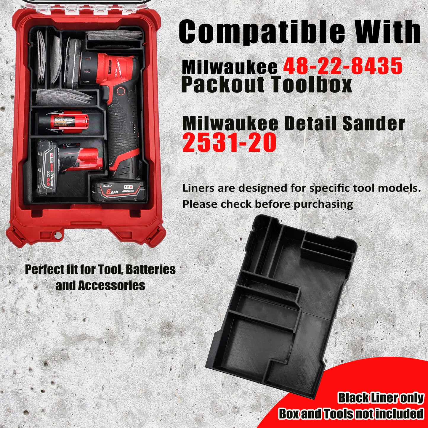 M12 Detail Sander Organizer for Milwaukee Compact Packout