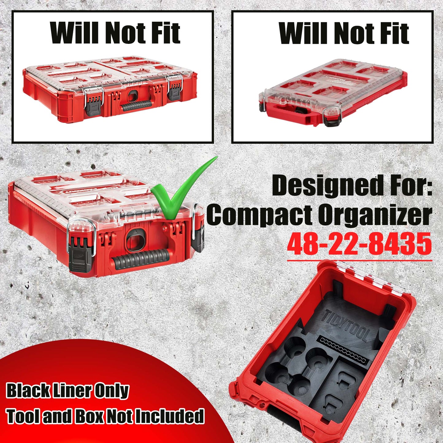 M12 Fuel Installation Drill Organizer for Milwaukee Compact Packout