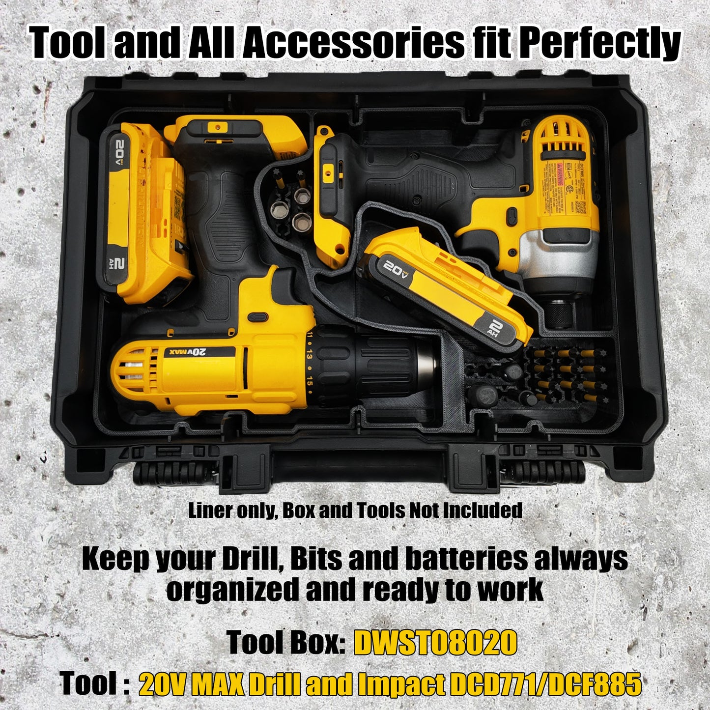 Dewalt 20V Max Drill Set Organizer for Dewalt Deep Compact Organizer