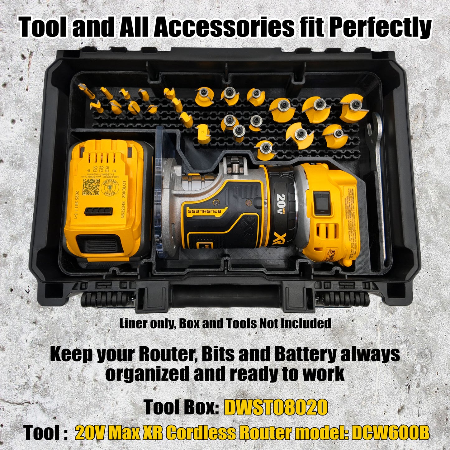 Dewalt 20V Router Insert Organizer Tray For Dewalt Deep Compact