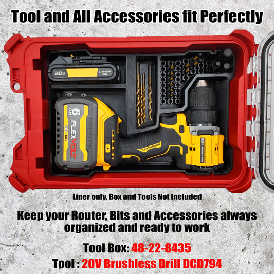 DeWalt 20V Brushless Drill (DCD794) Organizer for Milwaukee Compact Packout