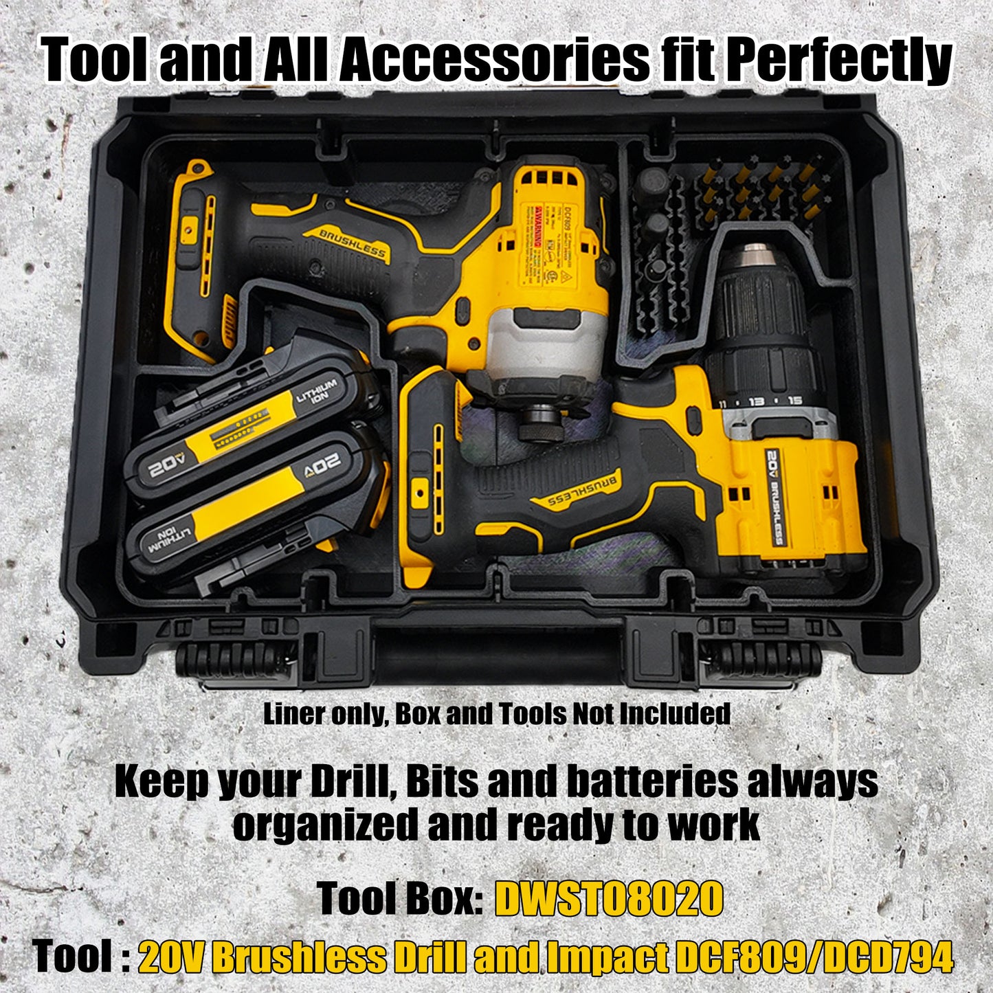 Dewalt 20V Brushless Drill Set Organizer for Dewalt Deep Compact Organizer