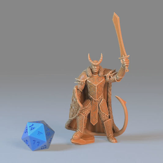 Frost Tiefling | Ice-Touched Adventurer | Resin Tabletop RPG Figure | 25mm Base