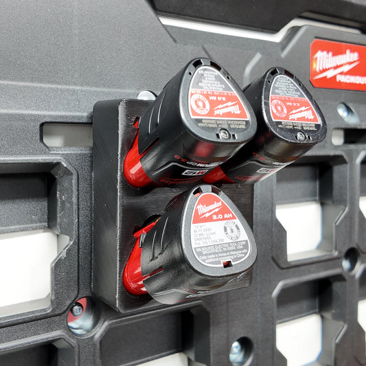 Packout Wall M12 Battery Holder Quad Mount (Small Batteries)