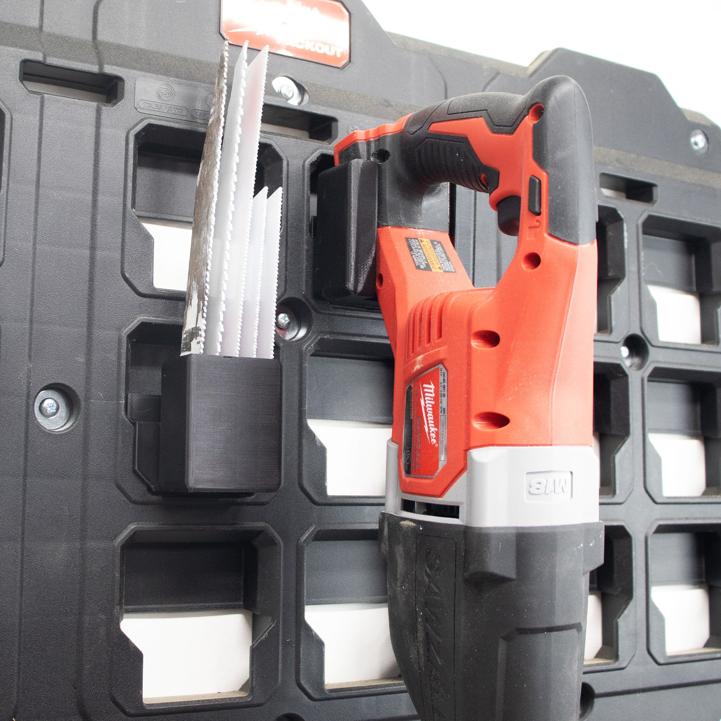 Packout Wall M18 Reciprocating Saw Mount with Blade Holder